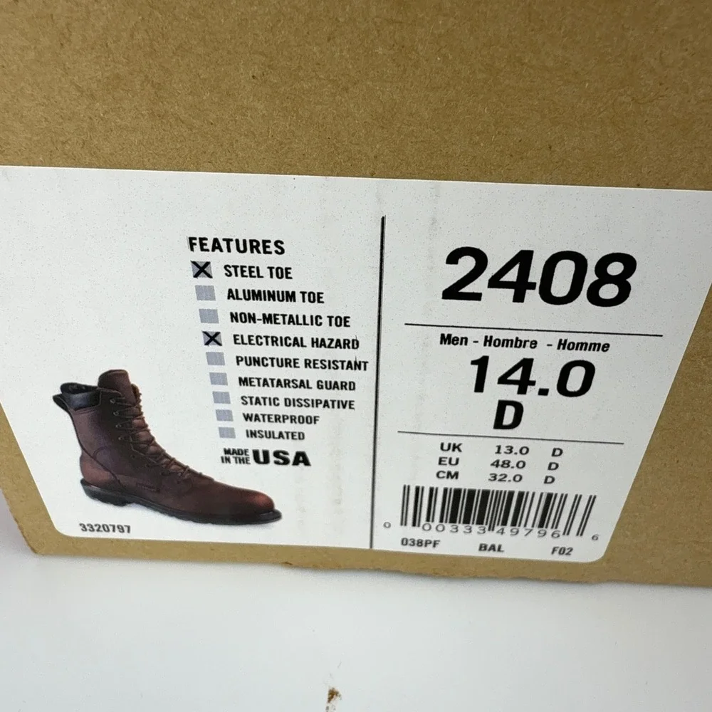 Red Wing Supersole 8-inch Safety Toe‎ Boot Leather Mens Size 14 D 2408 NOS